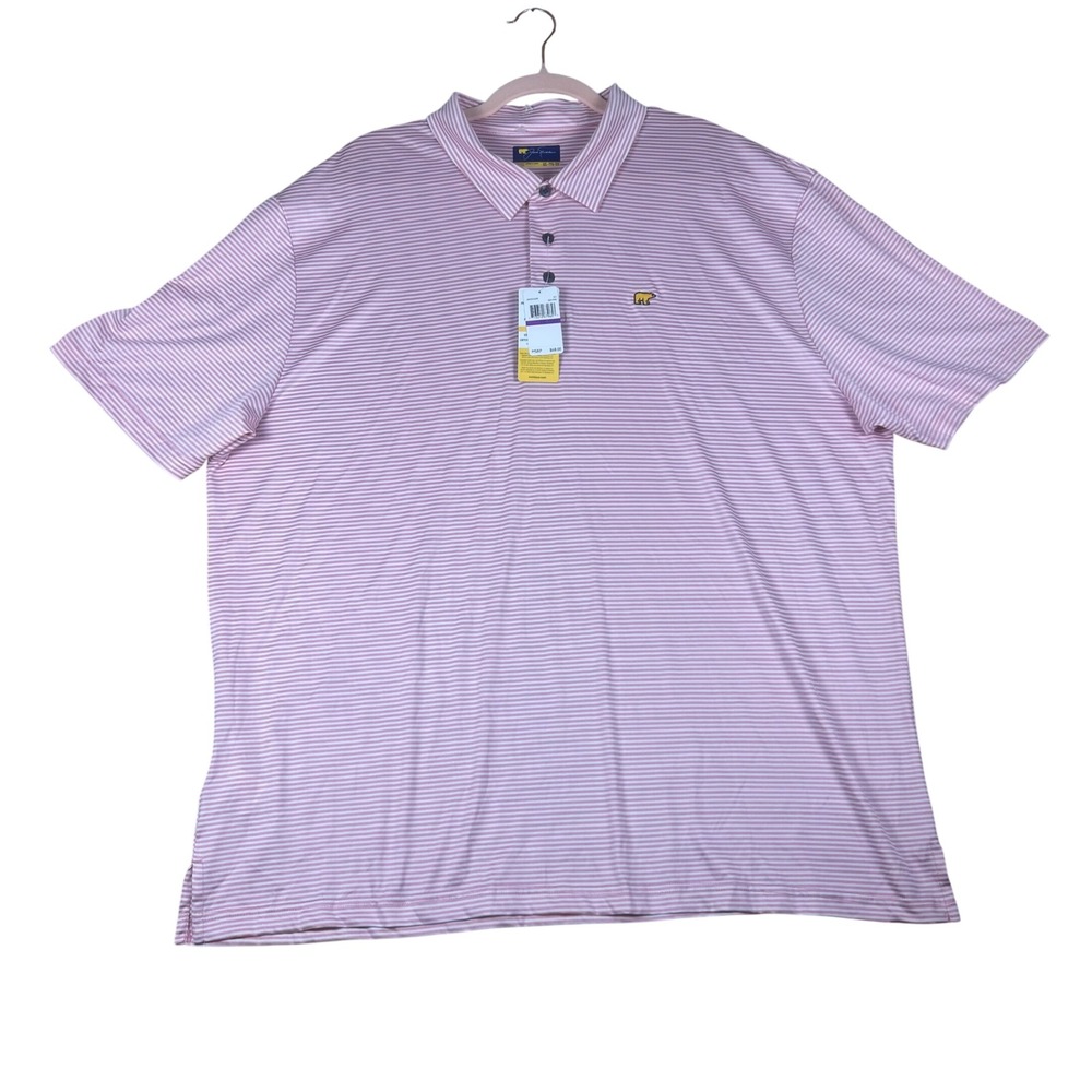 Jack Nicklaus Mens XXL Sea Pink‎ Striped Golf Polo Shirt Golden Bear JNKSE022RS